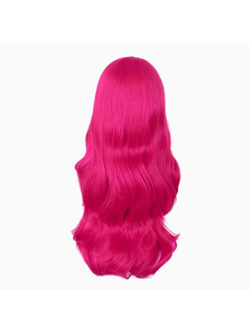 Women's Hot Pink 24 Inch Synthetic Modern Long Wavy Side Bangs Wigs